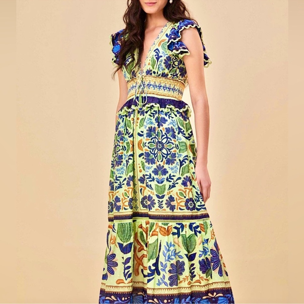 FARM RIO Ocean Tapestry Maxi Dress Large - Picture 6 of 12